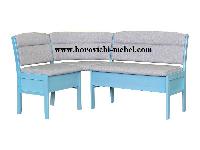 Кухонный угловой диван облегченный вариант Этюд 2-1 с ящиком (1500х1100 мм) Бирюза, ткань Модерн серый